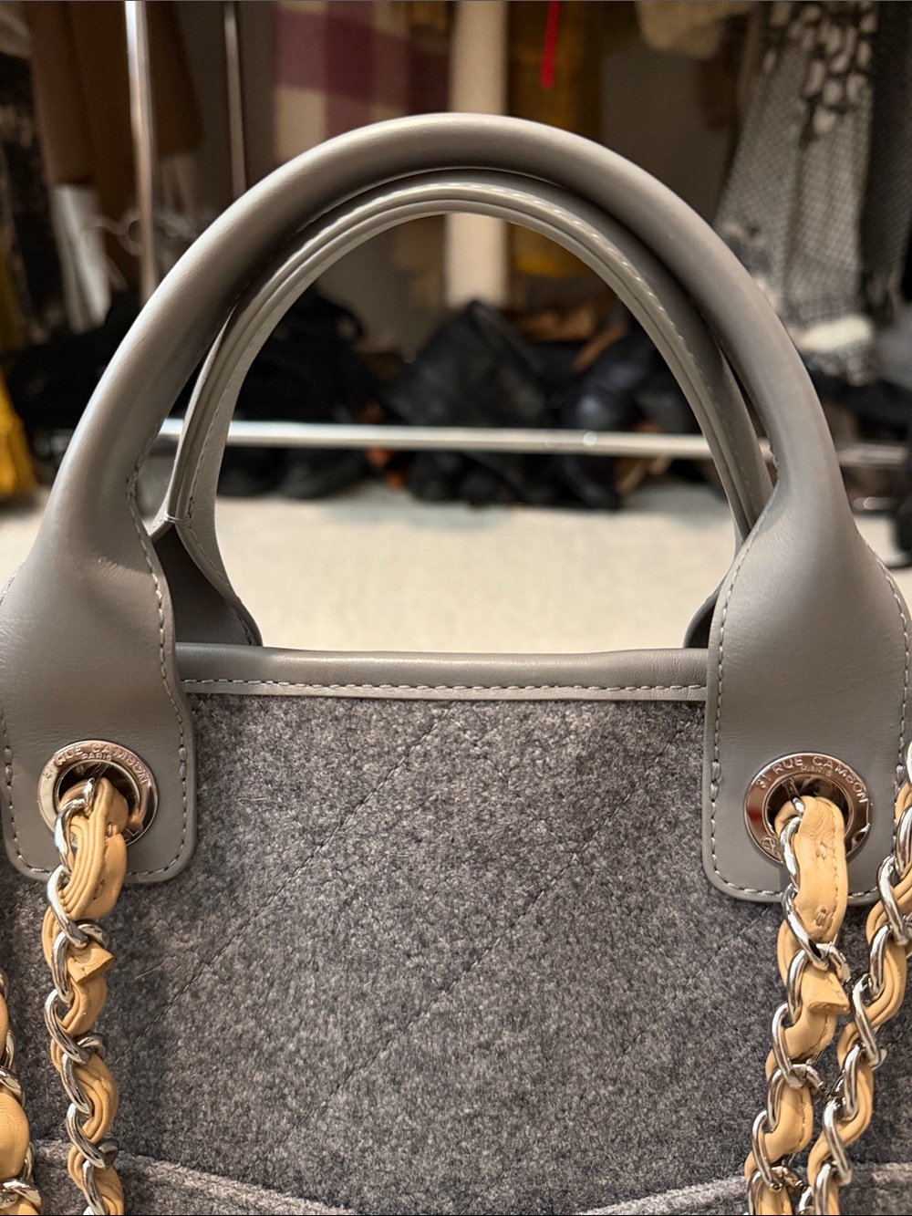 CHANEL Gray Deauville Tote-RARE! - Picture 5 of 15